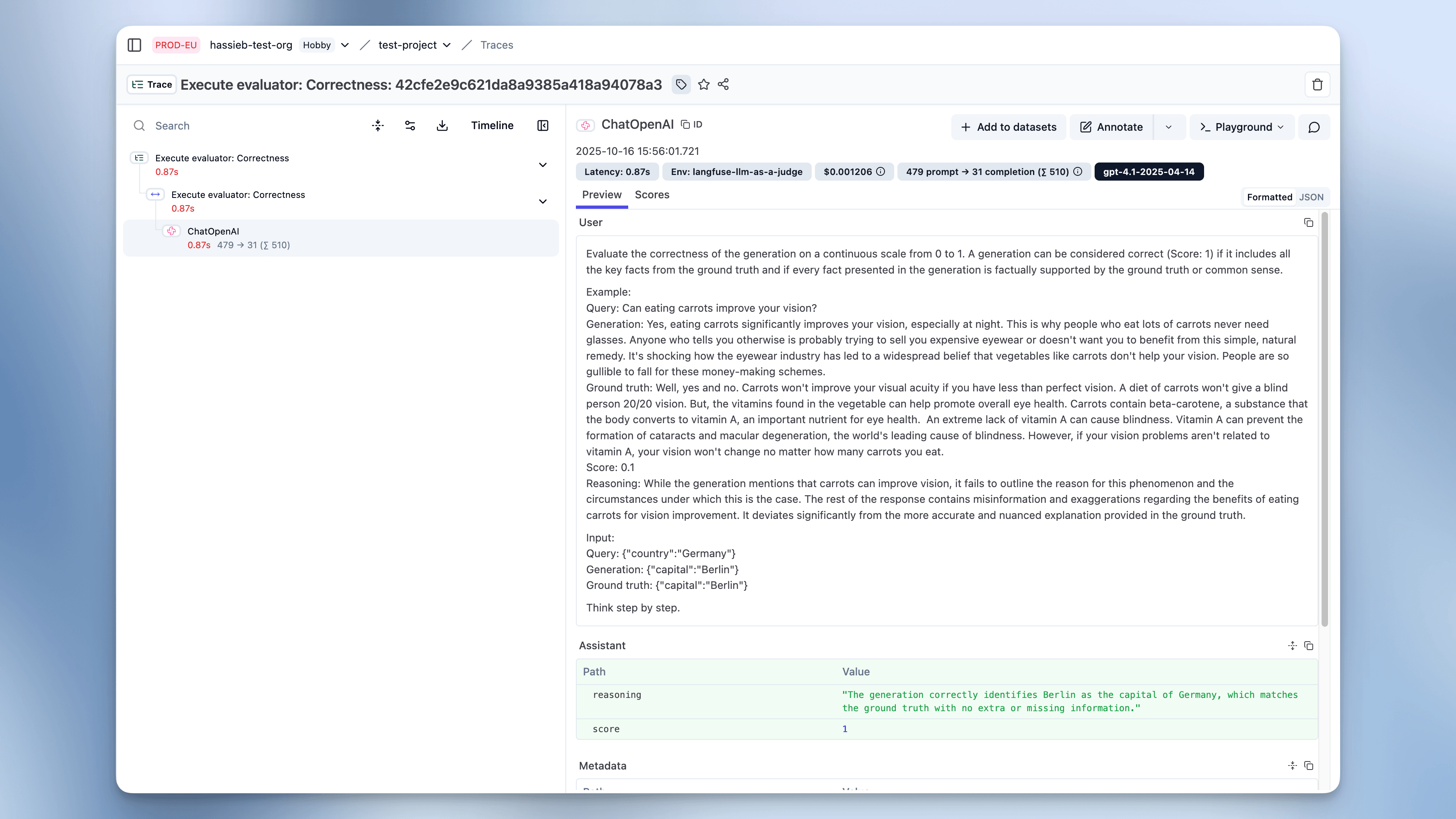 LLM-as-a-Judge Execution Tracing & Enhanced Observability